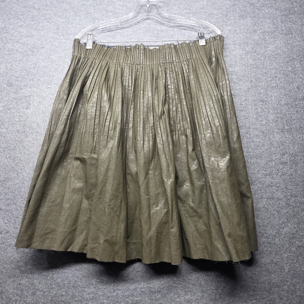 Anthropologie A+ Pleated Midi Skirt Olive Green Metallic Shimmer Plus Size 2X